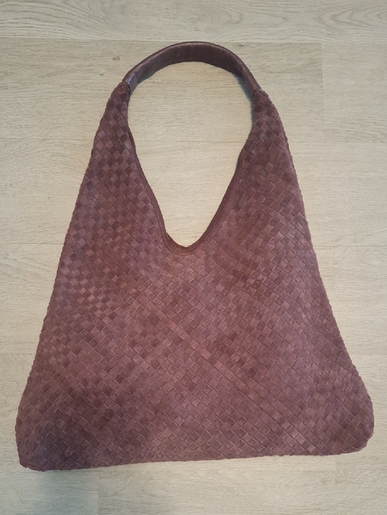 Handbags - Woven Suede Hobo Bag in Eggplant